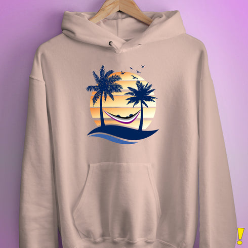 Asexual Pride Hammock Summer Beach Sunset Hoodie - Light Pink